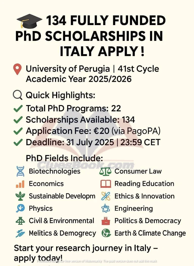 134 Fully Funded PhD Scholarships at University of Perugia 2025