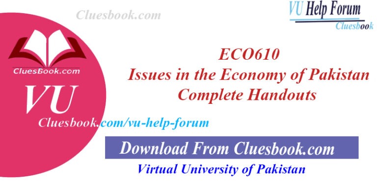 ECO610 Issues in the Economy of Pakistan Complete Handouts