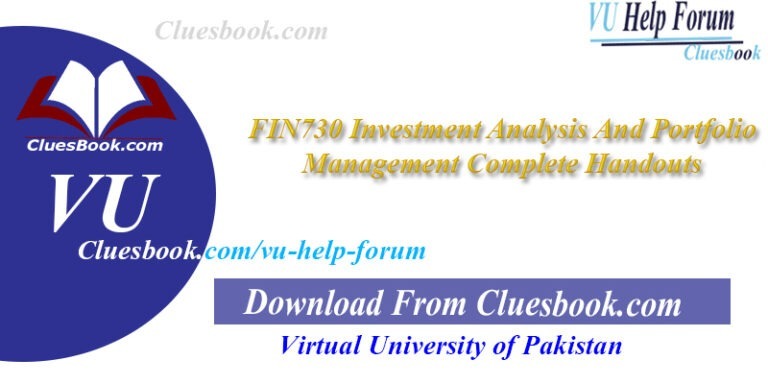 FIN730 Investment Analysis And Portfolio Management Complete Handouts