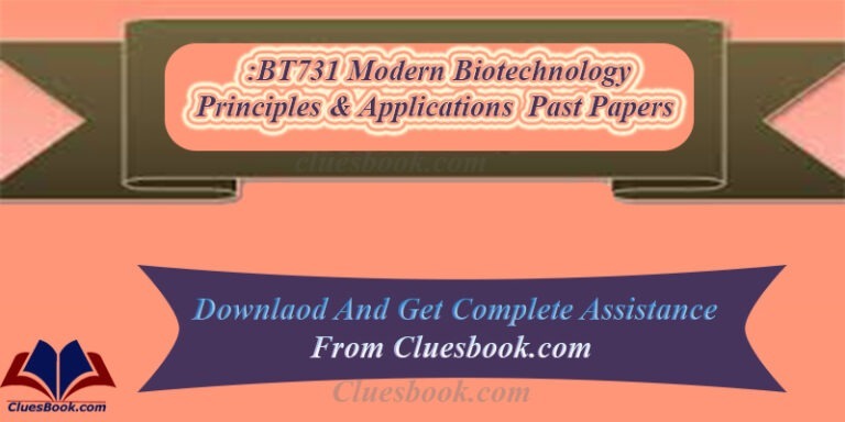 BT731 Modern Biotechnology: Principles & Applications Final Term Past Papers File-1