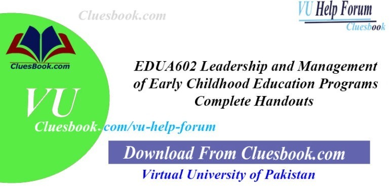 EDUA602 Leadership and Management of Early Childhood Education Programs Complete Handouts