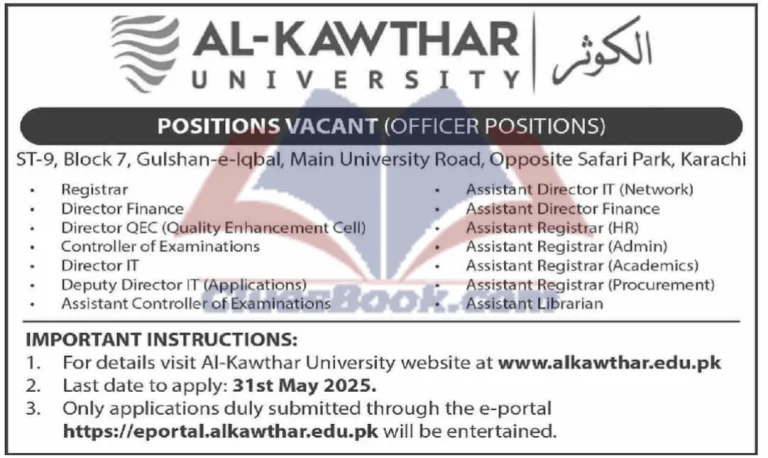 Officer Jobs at Al-Kawthar University 2025 4 Officer Position at Al-Kawthar University