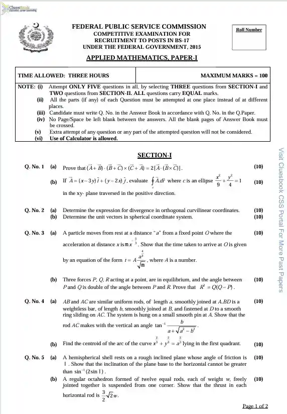 Applied Mathematics 2015 CSS Paper