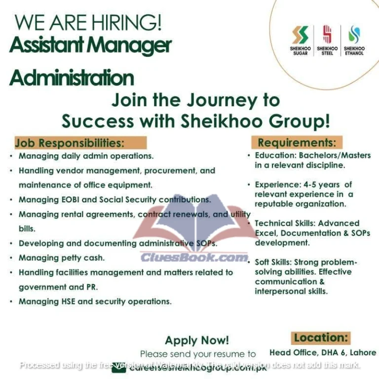 Assistant Manager Admin Jobs at Sheikhoo Group 2025 1 Assistant Manager Admin Jobs at Sheikhoo Group 2025