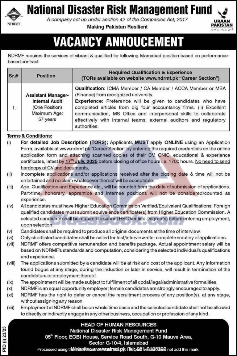 Assistant Manager Internal Audit Jobs at NDRMF – Apply Now 1 Assistant Manager Internal Audit Jobs at NDRMF
