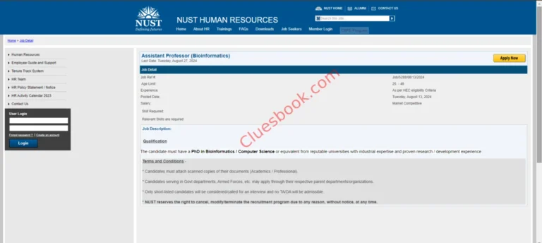 Assistant Professor Jobs at NUST University Islamabad (Bioinformatics) 2024 2 Assistant Professor Jobs at NUST University Islamabad (Bioinformatics)