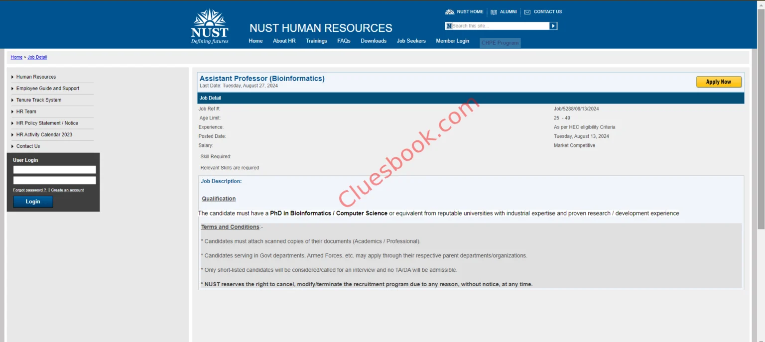 Assistant Professor Jobs at NUST University Islamabad (Bioinformatics) 2024 1 Assistant Professor Jobs at NUST University Islamabad (Bioinformatics)