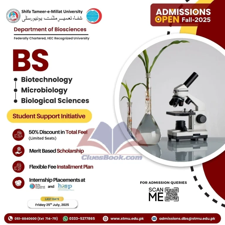BS Admissions Open at Shifa Tameer-e-Millat University 2025 1 BS Admissions Open at Shifa Tameer-e-Millat University 2025
