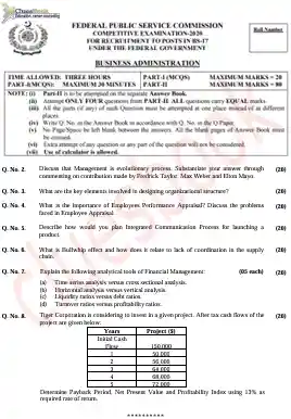 CSS 2020 Business Administration Paper