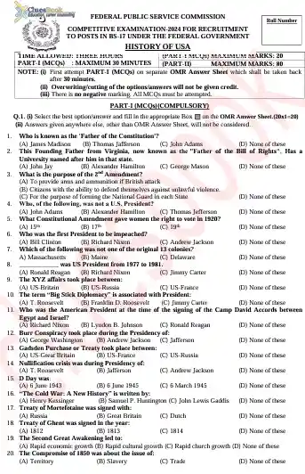 CSS 2024 History of USA Past Paper PDF