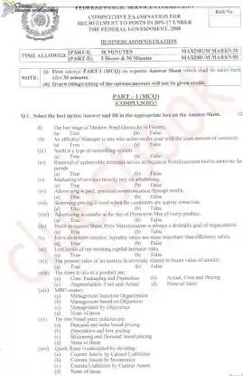 CSS Business Administration Paper 2008