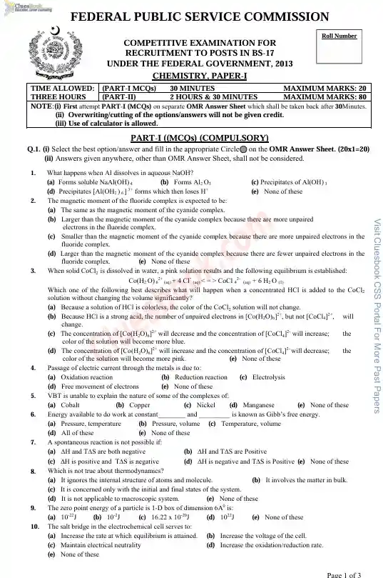 CSS Chemistry Paper 2013