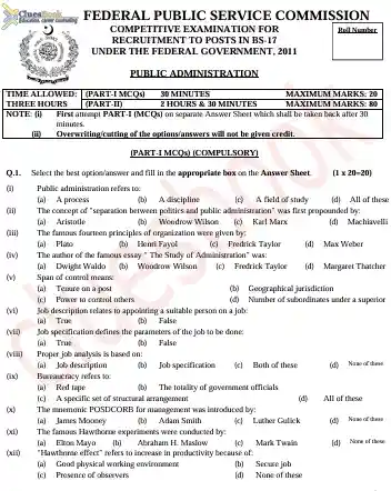 CSS Public Administration 2011 Paper