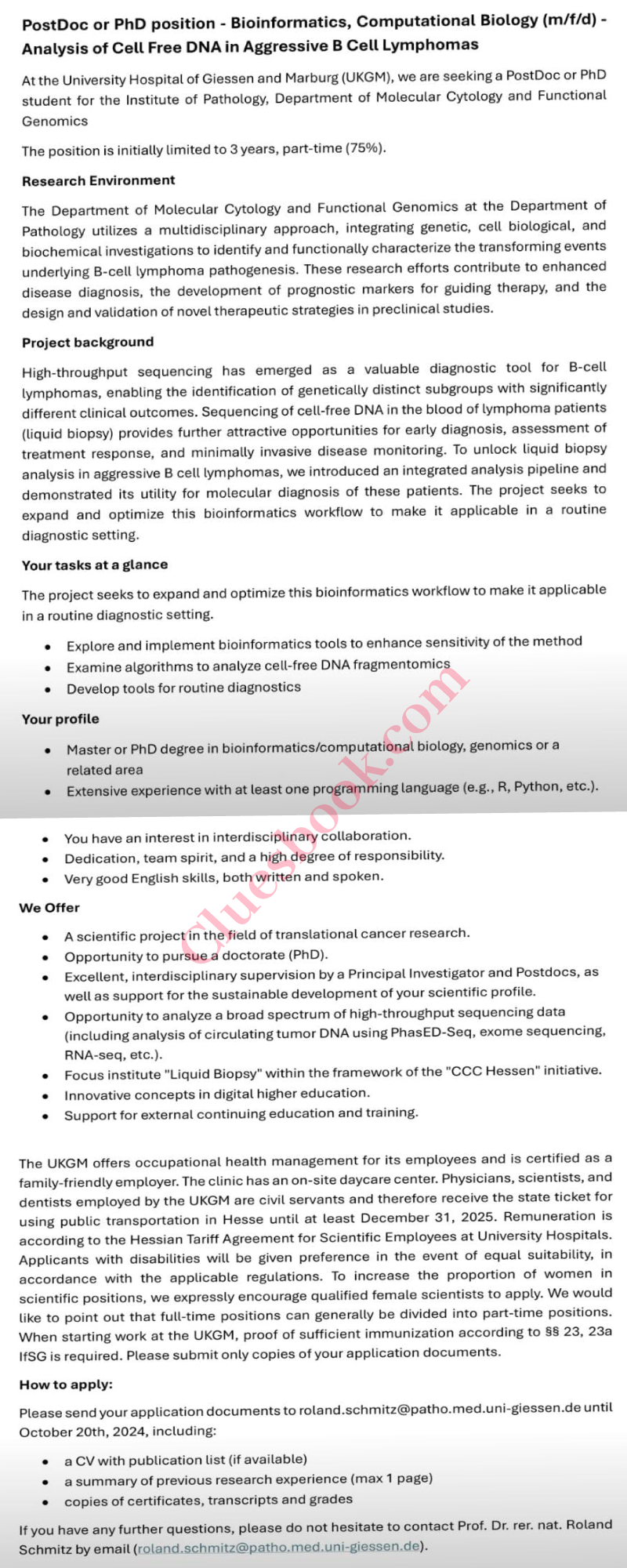 Cancer Research PhD & PostDoc Fellowships in Germany at UKGM – Apply Now! 1 Cancer Research-PhD/PostDoc Fellowships at UKGM Germany