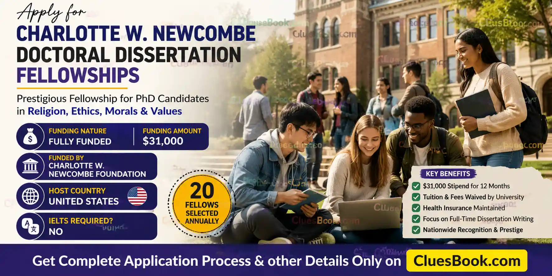 Charlotte W. Newcombe Doctoral Dissertation Fellowships 2026 in USA | $31,000 Fellowship 1 Charlotte W. Newcombe Doctoral Dissertation Fellowships in USA