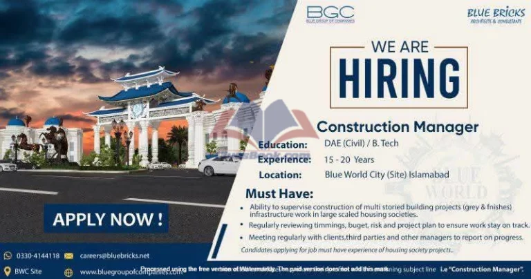 Construction Manager Jobs in Islamabad 2025