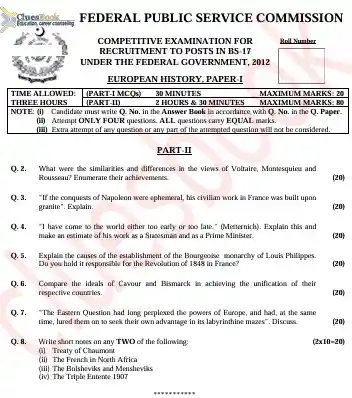 European History CSS Past Papers 2012 PDF 12 European History CSS Past Papers 2012