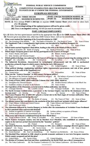 European History CSS Past Papers 2024