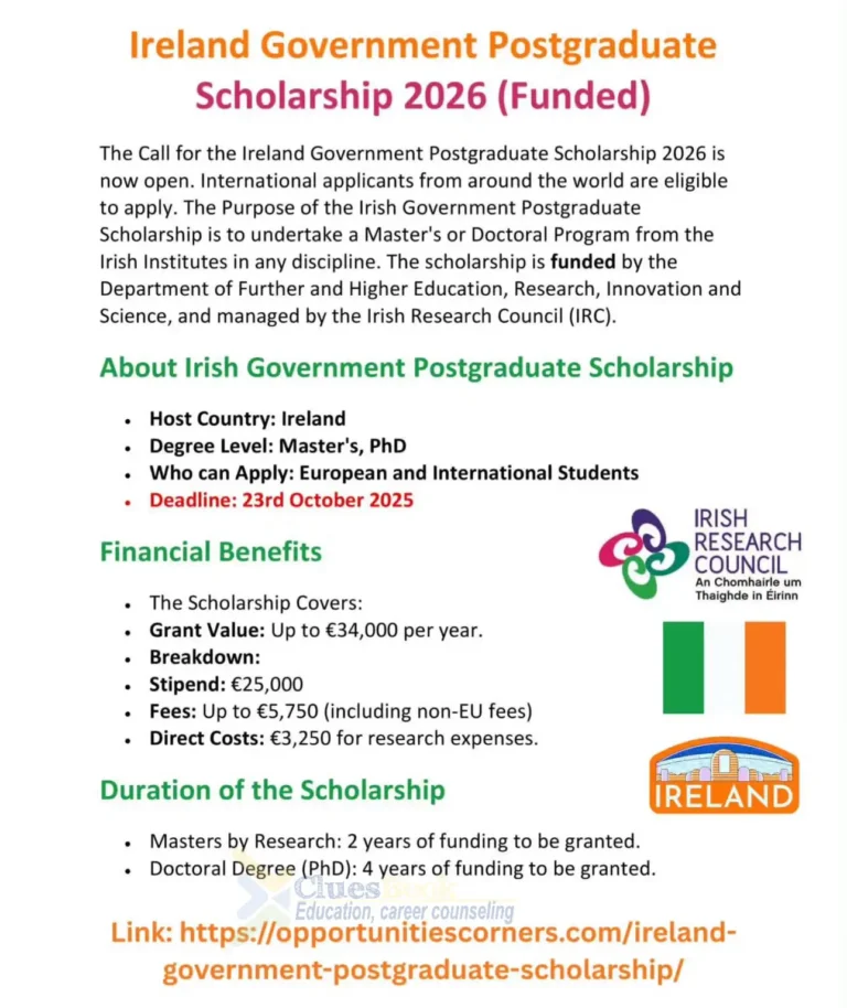 Fully Funded Ireland Government Postgraduate Scholarship 2026