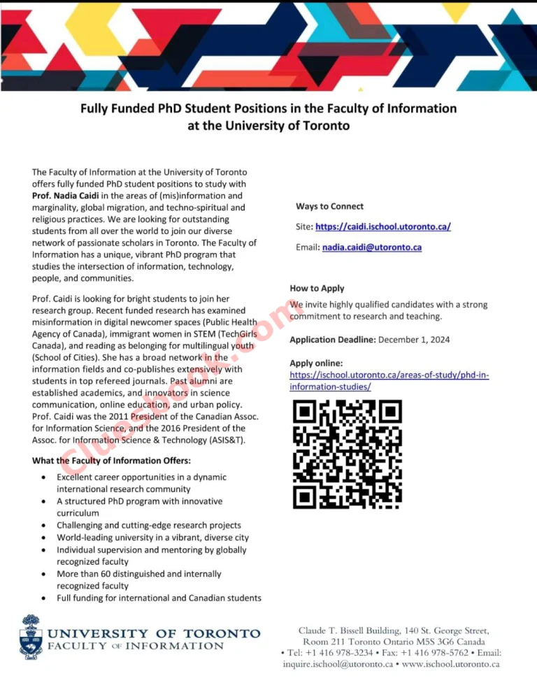 Fully Funded PhD Scholarships at University of Toronto
