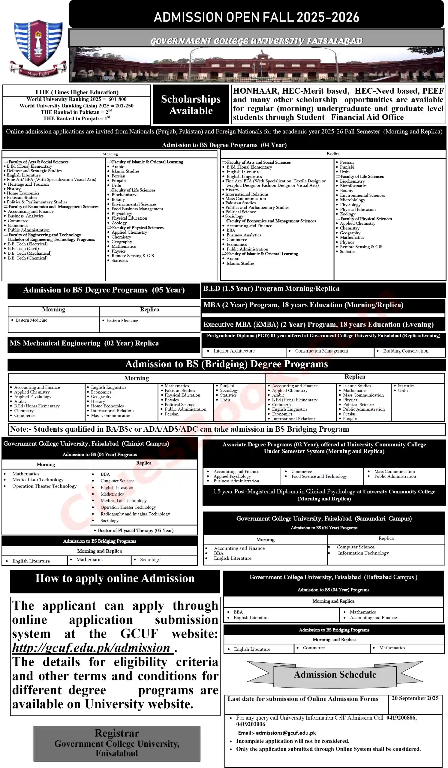 GCUF Admissions Open Faisalabad Fall 2025-2026 1 GCUF Admissions Open In Faisalabad Fall 2025-2026