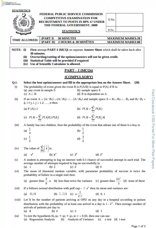 Geology CSS Past Papers 2009 12 Geology CSS Past Papers 2009
