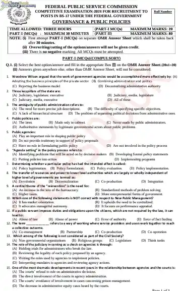 Download Governance & Public Policies CSS Paper 2024 PDF 2 Governance & Public Policies CSS Paper 2024