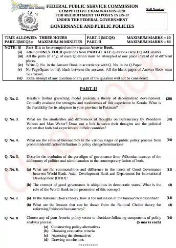 Governance and Public Policy CSS Paper 2020 PDF 15 Governance and Public Policy CSS Paper 2020 PDF