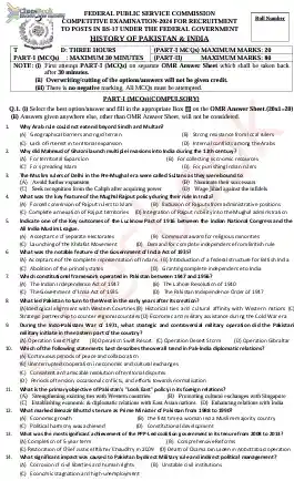 History of India and Pakistan CSS Past Papers 2024