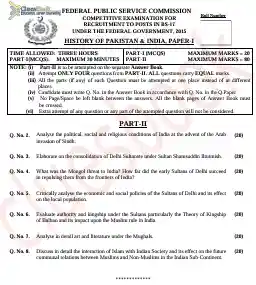History of India and Pakistan Past Paper of CSS 2015