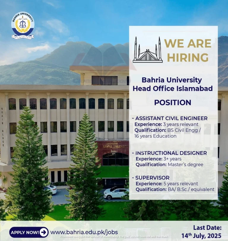 Jobs at Bahria University Islamabad 2025 6 Jobs at Bahria University Islamabad 2025