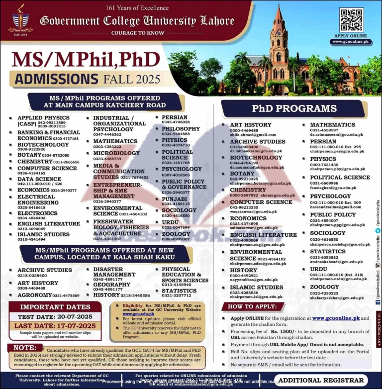 MS/MPhil & PhD Admissions at GCU Lahore Fall 2025 1 MS_MPhil & PhD Admissions at GCU Lahore Fall 2025