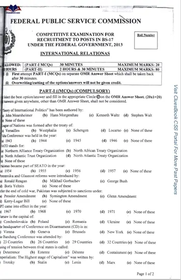 IR CSS Past Papers 2013 10 PDF Download IR CSS Past Papers 2013