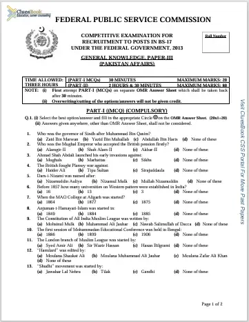 Pakistan Affairs CSS Past Papers 2013 12 Pakistan Affairs CSS Past Papers 2013