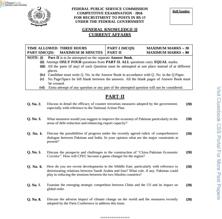 Current Affairs CSS Past Paper 2016 3 Current Affairs CSS Past Paper 2016