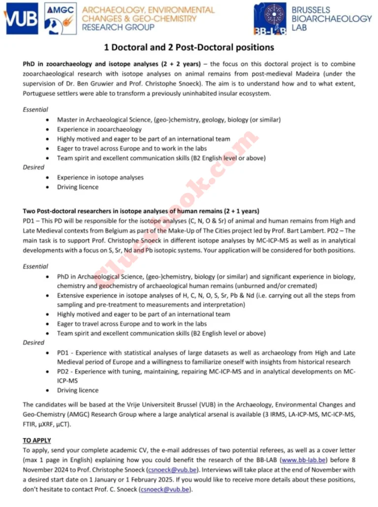 Postdoc Opportunities in Zooarchaeology at VUB