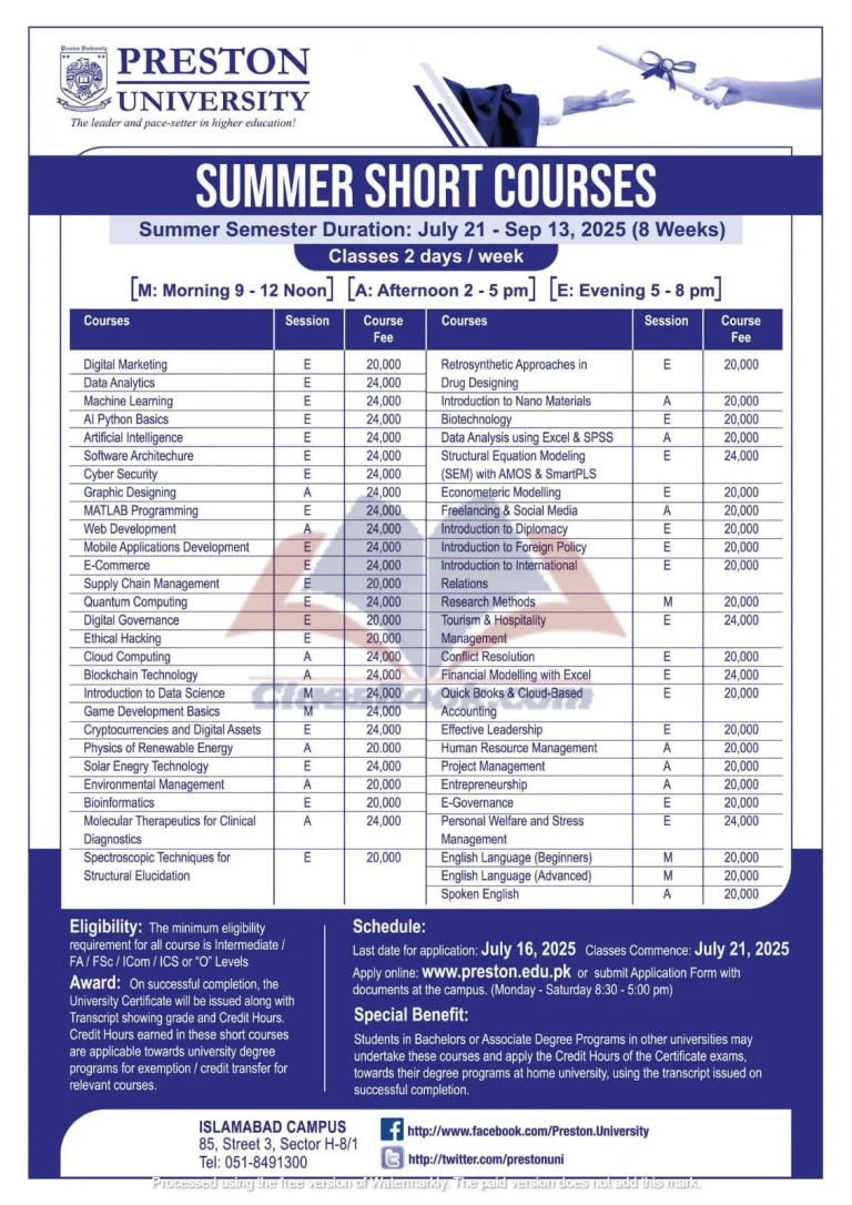 Preston University Summer Short Courses 2025 1 Preston University Summer Short Courses 2025