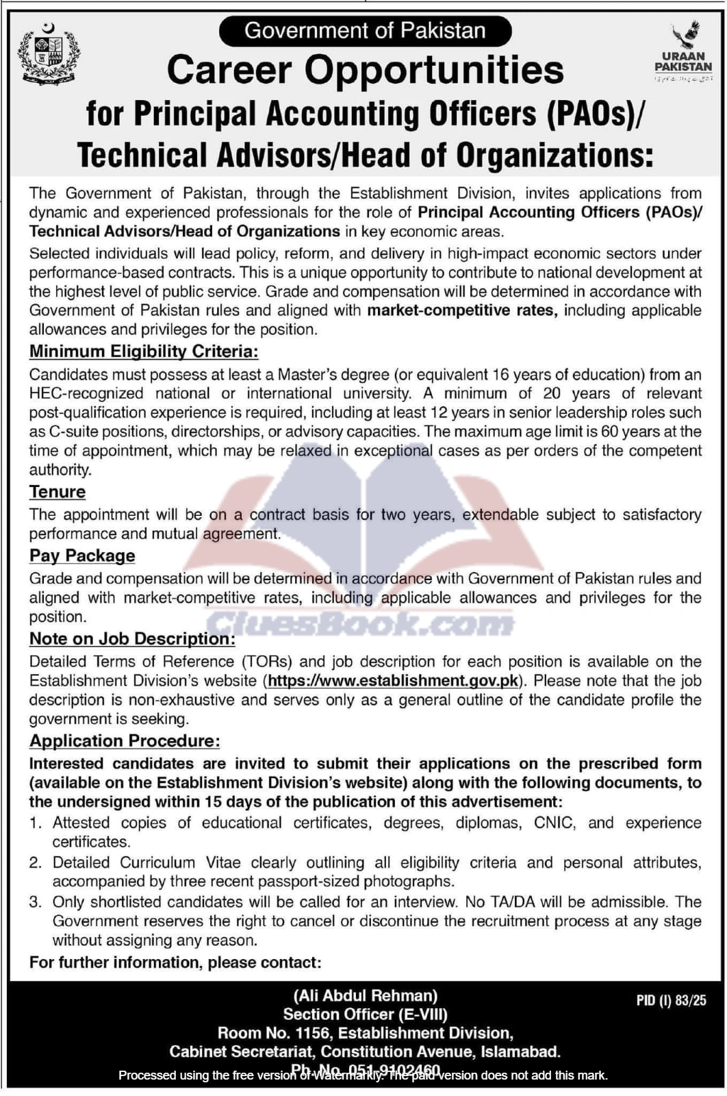 Principal Accounting Officer & Technical Advisor Jobs 2025 1 Principal Accounting Officer & Technical Advisor Jobs 2025