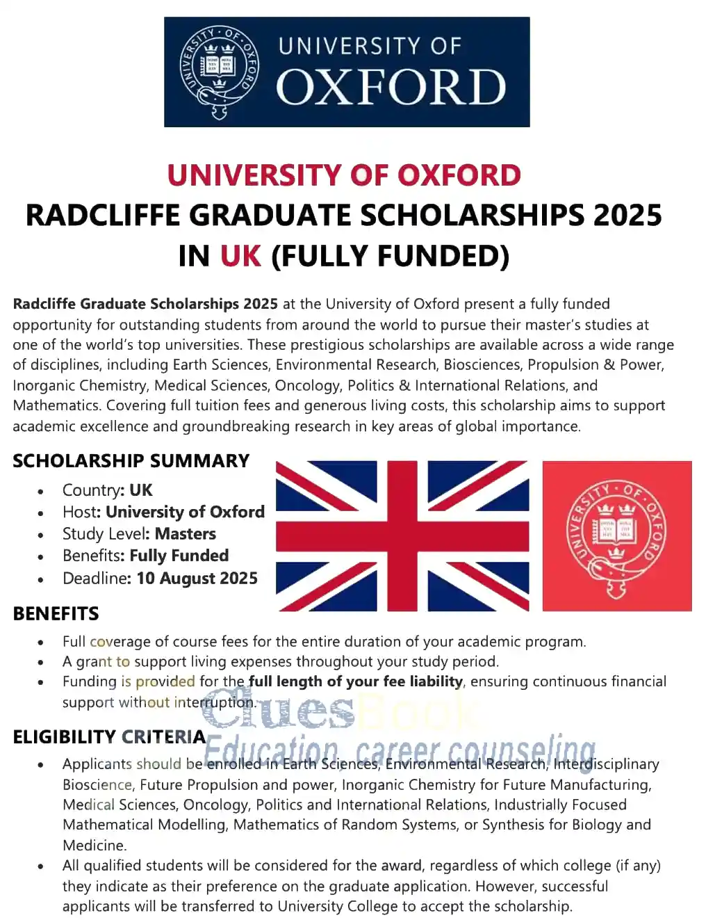Radcliffe Graduate Scholarships in UK 2025 (Fully Funded) 1 Radcliffe Graduate Scholarships in UK 2025