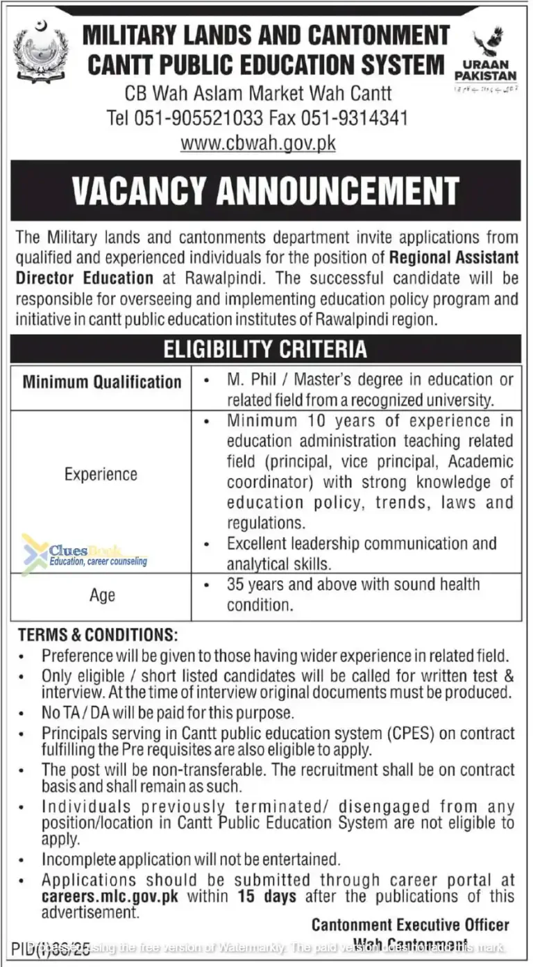 Regional Assistant Director Education Jobs in Rawalpindi 2025 1 Regional Assistant Director Education Jobs in Rawalpindi 2025