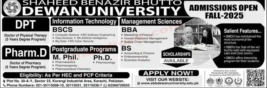 SBBDU Admissions Open in Karachi 2025 1 SBBDU Admissions Open in Karachi 2025
