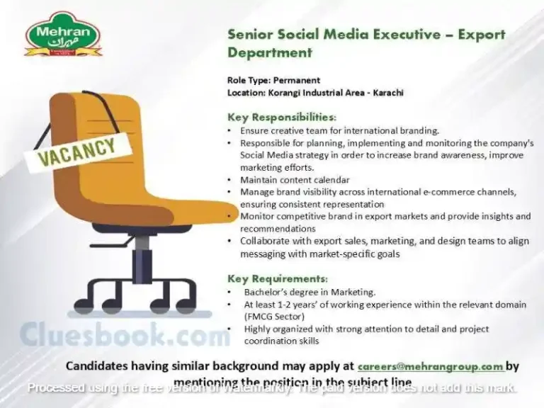 Senior Social Media Executive Jobs in Karachi Apply by Aug 10 2 Senior Social Media Executive Jobs in Karachi Apply by Aug 10