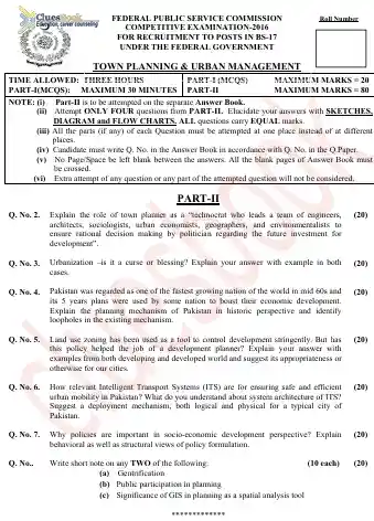 Town Planning and Urban Management CSS Paper 2016 PDF 11 Town Planning and Urban Management CSS Paper 2016 PDF