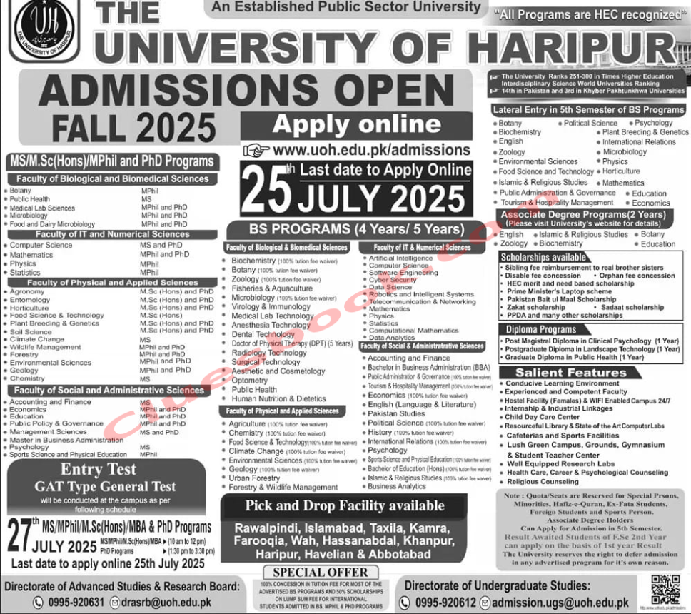 University of Haripur Admissions Fall 2025 1 University of Haripur Admissions Fall 2025