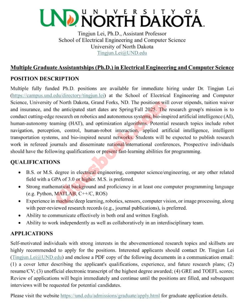 University of North Dakota USA PhD Positions