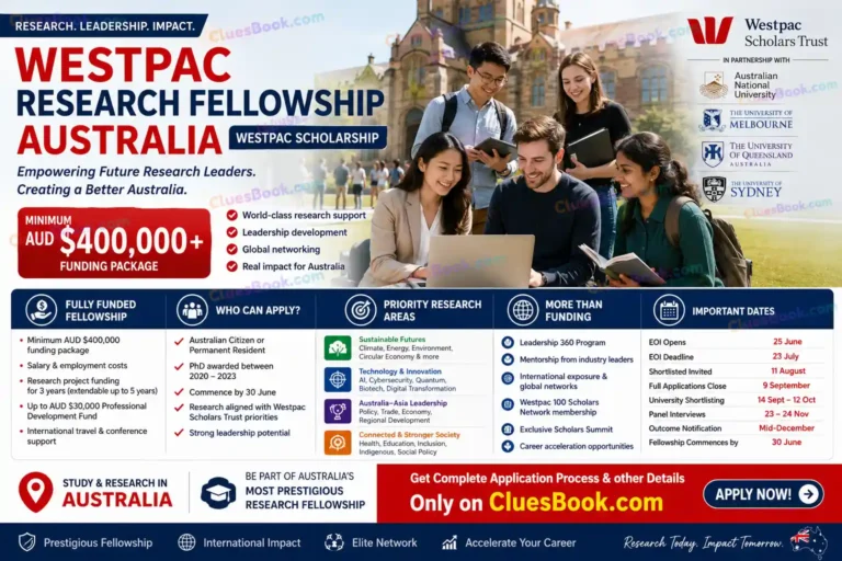 Westpac Research Fellowship Australia (Westpac Scholarship)