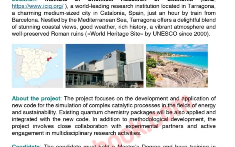 Exciting PhD Scholarship Opportunity in Computational Chemistry at ICIQ