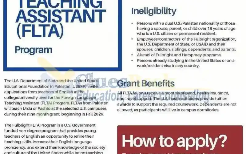 Fulbright Foreign Language Teaching Assistant (FLTA) for Pakistani Teachers 2025