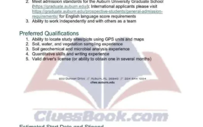 Fully Funded Auburn University Scholarships in Soil Research 2025