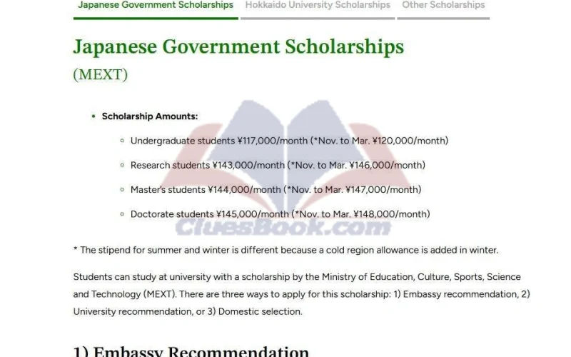 Fully Funded MEXT Scholarship at Hokkaido University 2025
